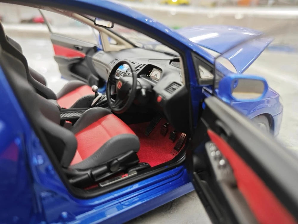 [WELL] 1:18 Honda 2007 Civic Type R FD2 Blue Model Car Die-Cast