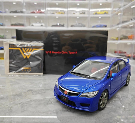 [WELL] 1:18 Honda 2007 Civic Type R FD2 Blue Model Car Die-Cast
