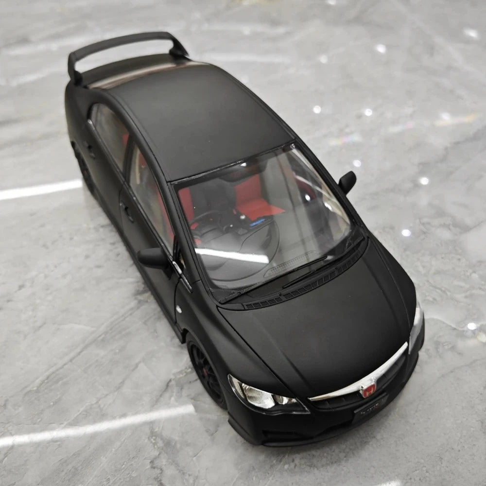 [WELL] 1:18 Honda 2007 Civic Type R FD2 Matte Black Model Car Die-Cast