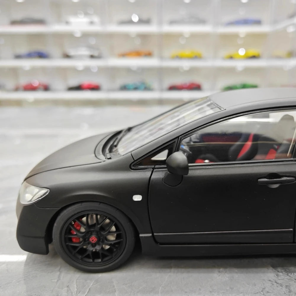 [WELL] 1:18 Honda 2007 Civic Type R FD2 Matte Black Model Car Die-Cast