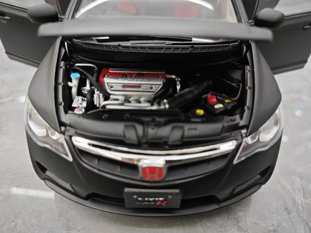 [WELL] 1:18 Honda 2007 Civic Type R FD2 Matte Black Model Car Die-Cast