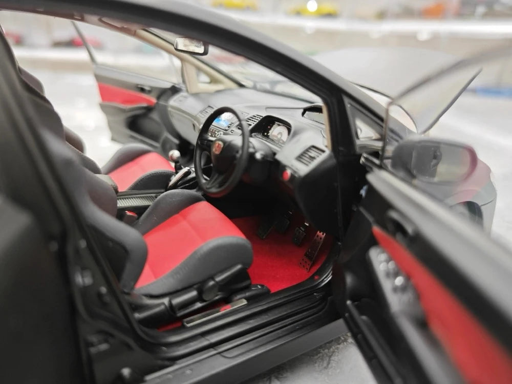 [WELL] 1:18 Honda 2007 Civic Type R FD2 Matte Black Model Car Die-Cast