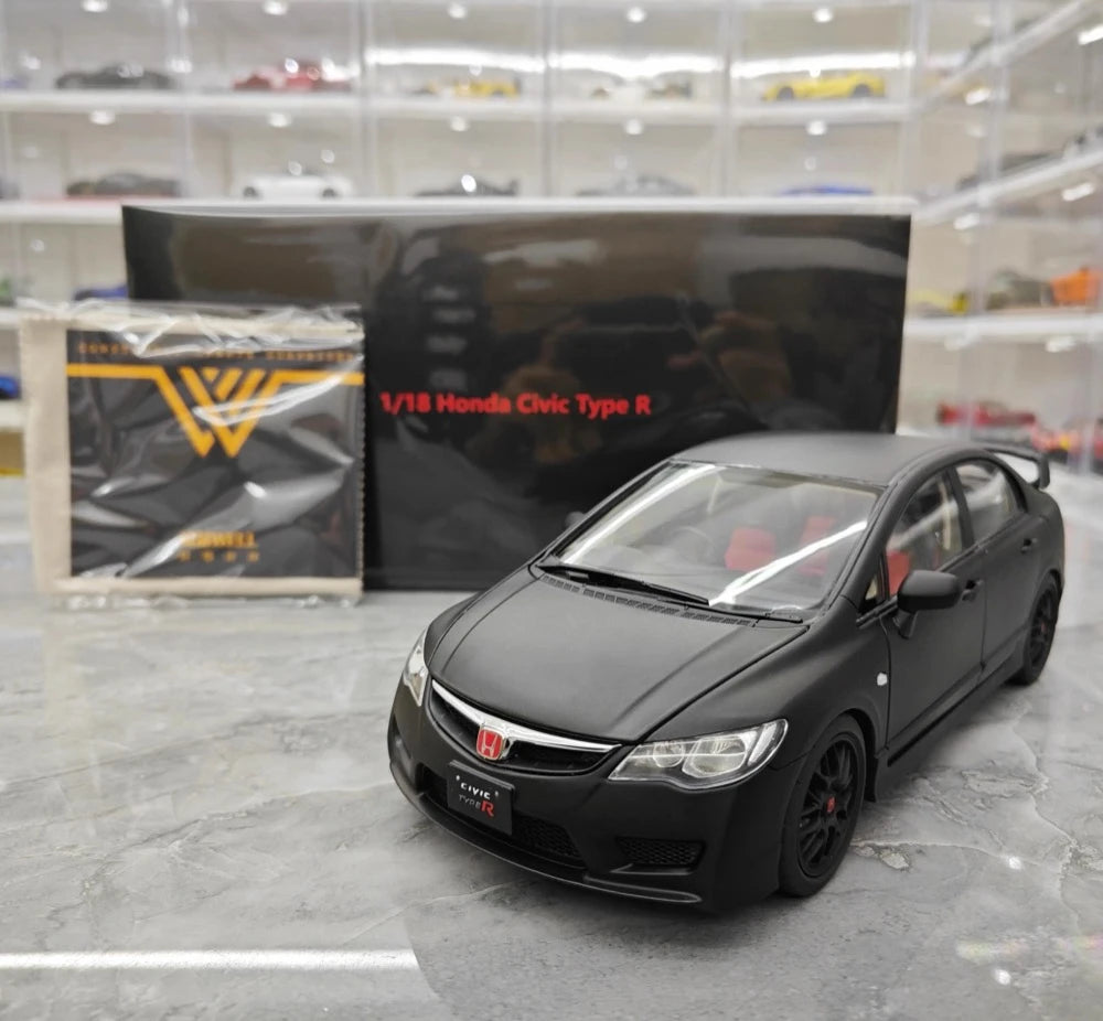 [WELL] 1:18 Honda 2007 Civic Type R FD2 Matte Black Model Car Die-Cast