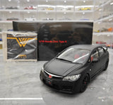 [WELL] 1:18 Honda 2007 Civic Type R FD2 Matte Black Model Car Die-Cast