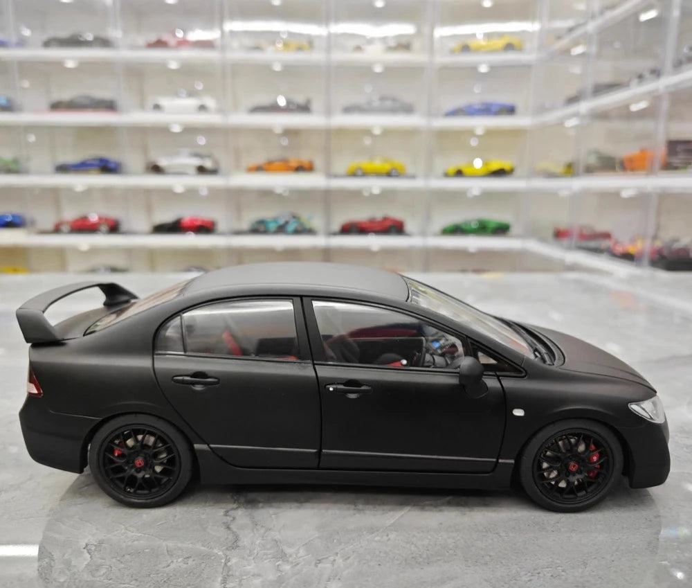 [WELL] 1:18 Honda 2007 Civic Type R FD2 Matte Black Model Car Die-Cast