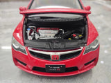 [WELL] 1:18 Honda 2007 Civic Type R FD2 Red Model Car Die-Cast