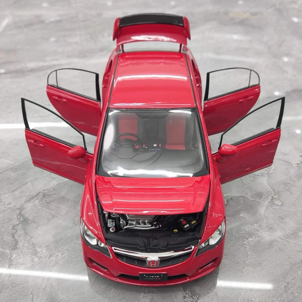 [WELL] 1:18 Honda 2007 Civic Type R FD2 Red Model Car Die-Cast