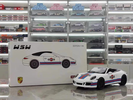 [WSW] 1:18 Porsche 2015 911 Carrera GTS Cabriolet Martini Racing Model Car Die-Cast