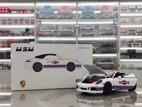 [WSW] 1:18 Porsche 2015 911 Carrera GTS Cabriolet Martini Racing Model Car Die-Cast