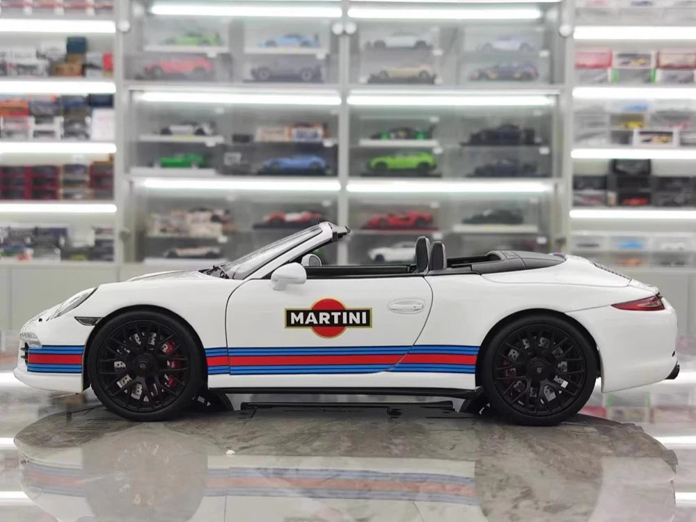 [WSW] 1:18 Porsche 2015 911 Carrera GTS Cabriolet Martini Racing Model Car Die-Cast