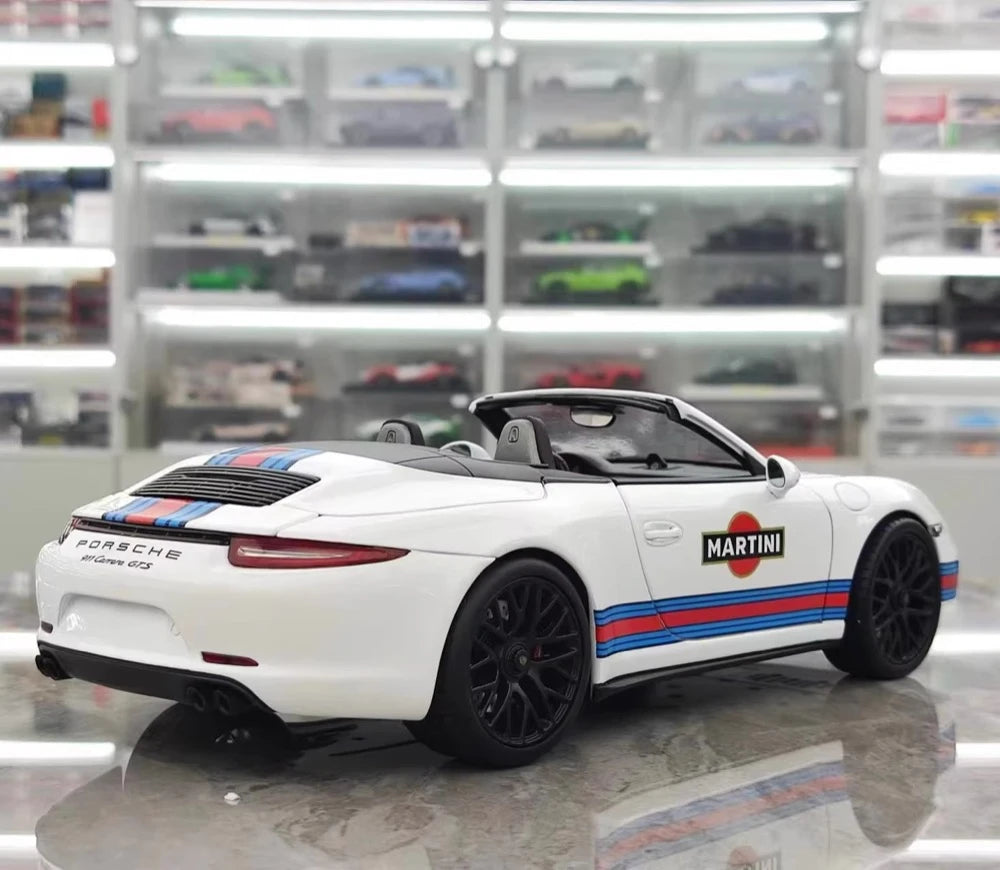 [WSW] 1:18 Porsche 2015 911 Carrera GTS Cabriolet Martini Racing Model Car Die-Cast