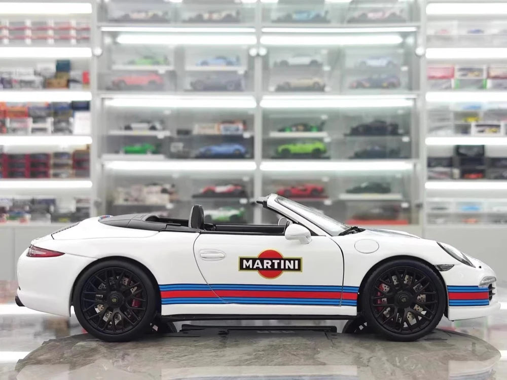 [WSW] 1:18 Porsche 2015 911 Carrera GTS Cabriolet Martini Racing Model Car Die-Cast